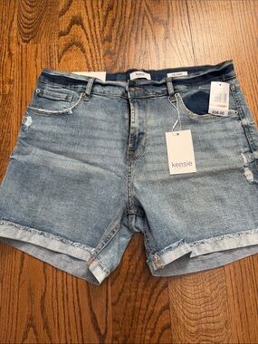 Kensie Mid Wash Denim Cutoff Jean Shorts
